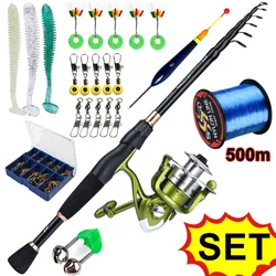 Sougayilang combo telescópico: caña de carbono 1,8–2,4 m con carrete
