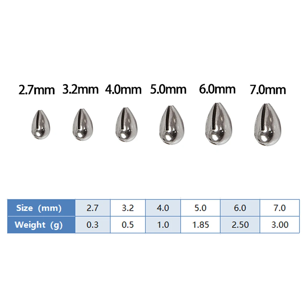 50 Uds. Cabezales de plantilla para pesca en hielo colores primarios sin gancho 2,7mm-7mm lágrima gota invierno Lucio señuelo Material de pesca DIY - imagen 3