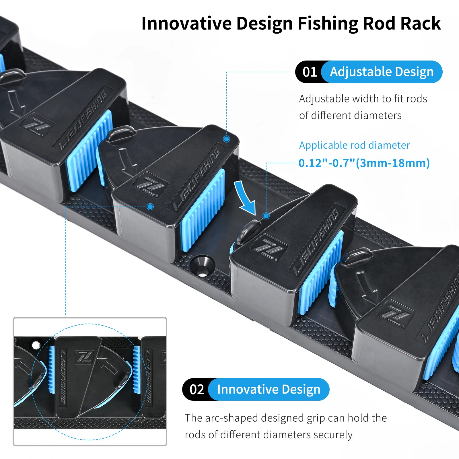 Organizador de cañas de pesca para pared – Soporte compacto - imagen 3