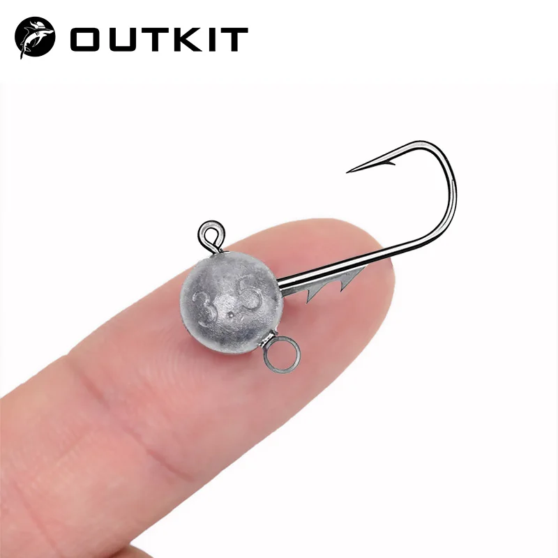OUTKIT, 10 Uds., Mini anzuelo con cabeza de doble anillo, 2,5/3,5g, Micro anzuelo con cabeza de anzuelo, aparejos de pesca DIY para pesca de gusanos blandos, pez roca - imagen 2