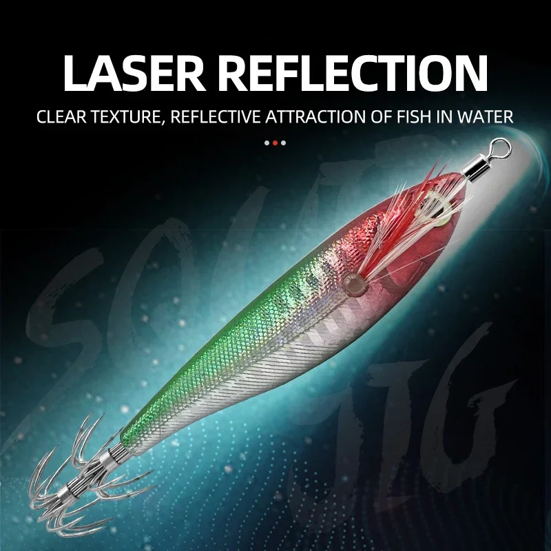 YICHU 10 colores 9g señuelo de camarones de madera que brilla en la oscuridad, anzuelo de calamar, señuelo falso, pintura en aerosol, láser en aerosol, camarones Horizontales - imagen 3