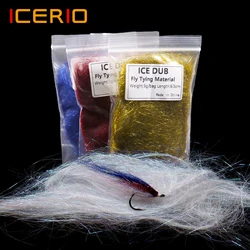 ICERIO, 1 paquete, 6,5 cm/8cm de largo, dobladillo de hielo, Material para atado de moscas, ala de hielo fina Flash para serpentinas, Baitfish Mnnow, moscas de aguas saladas