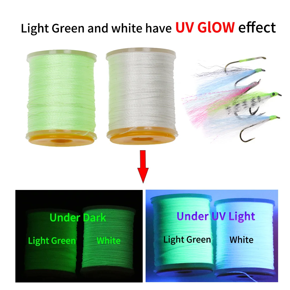 Bimoo hilo fluorescente y luminoso para atar moscas, hilo de poliéster 150D para salmón, lubina, trucha, moscas, Material de anudado, verde y naranja - imagen 5