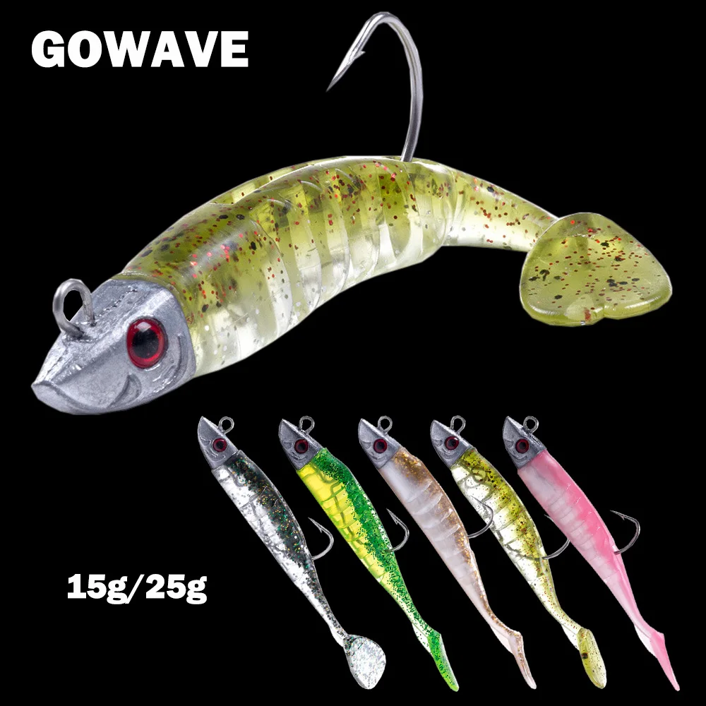 Señuelos blandos para pesca en el mar, pececillo negro, cabeza de Jigging, cebo de silicona suave, Wobblers, 9cm, 15g, 11cm, 25g, Swimbait, Peche para lubina, Lucio, Leurre - imagen 4