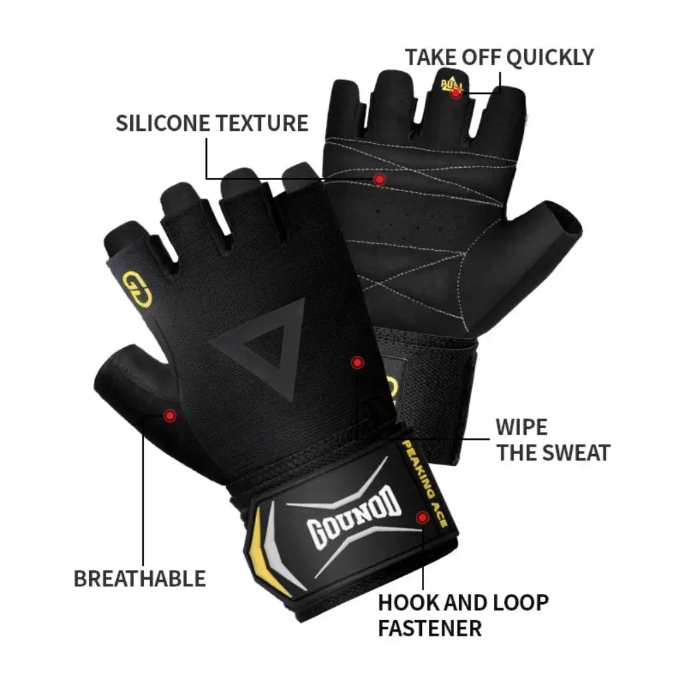1 par de guantes de ciclismo transpirables protectores de palma a prueba de golpes guantes de Fitness guantes de medio dedo de liberación rápida que absorben el sudor - imagen 3