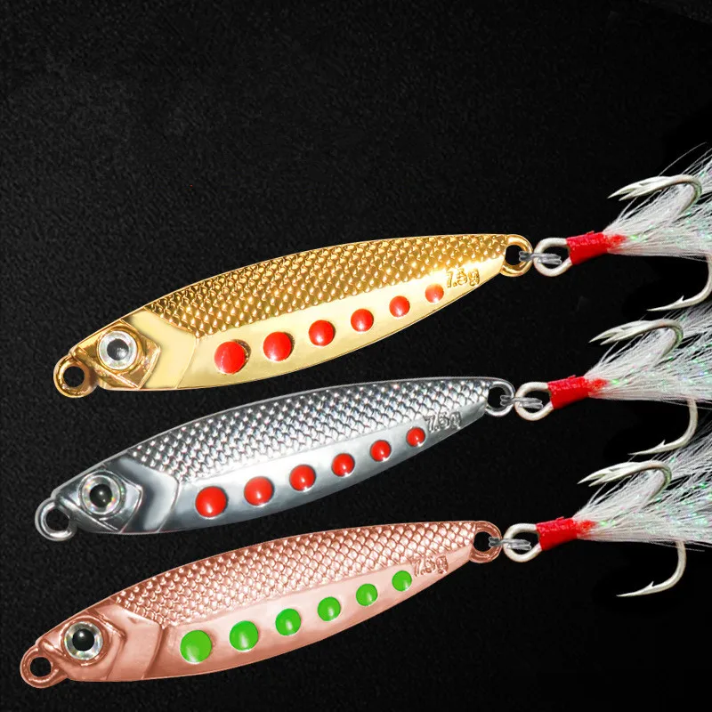 Señuelo de Pesca Jigbait de Largo Alcance, Cebo de Metal de Aleación de Zinc de 7.5g, Jigs de Largo Alcance, Señuelos Artificiales de Cebo Blanco, Lote de 3 Piezas en OFERTA