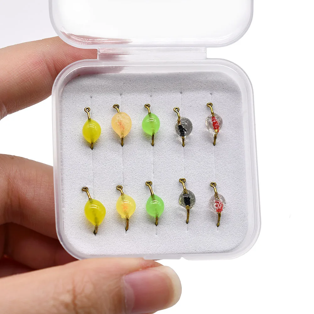 MNFT 10 Uds pesca con mosca señuelos biomiméticos trucha huevo fregadero cebo anzuelos realista 3D flotante hundimiento señuelos con 5 colores vibrantes - imagen 4