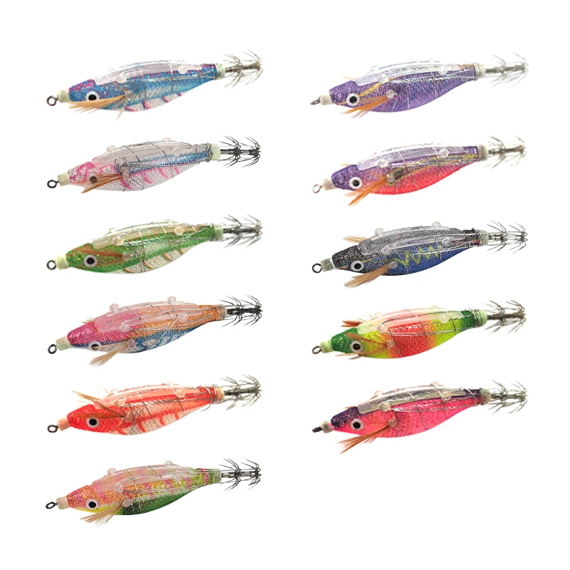 Nuevas señuelos de pesca 2 #   8,2g Webfoot pulpo Egi calamar Jig señuelo incluido Artificial luminoso sepia cebo duro mar calamar gancho - imagen 5