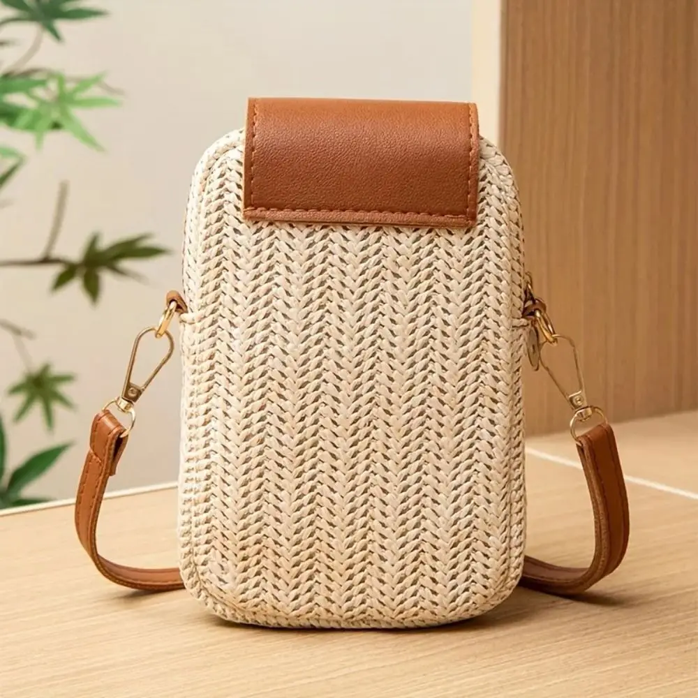 Nuevo bolso cruzado trenzado para mujer, bolso informal de estilo callejero para mujer, cesta de playa, Mini bolso de hombro tejido - imagen 3