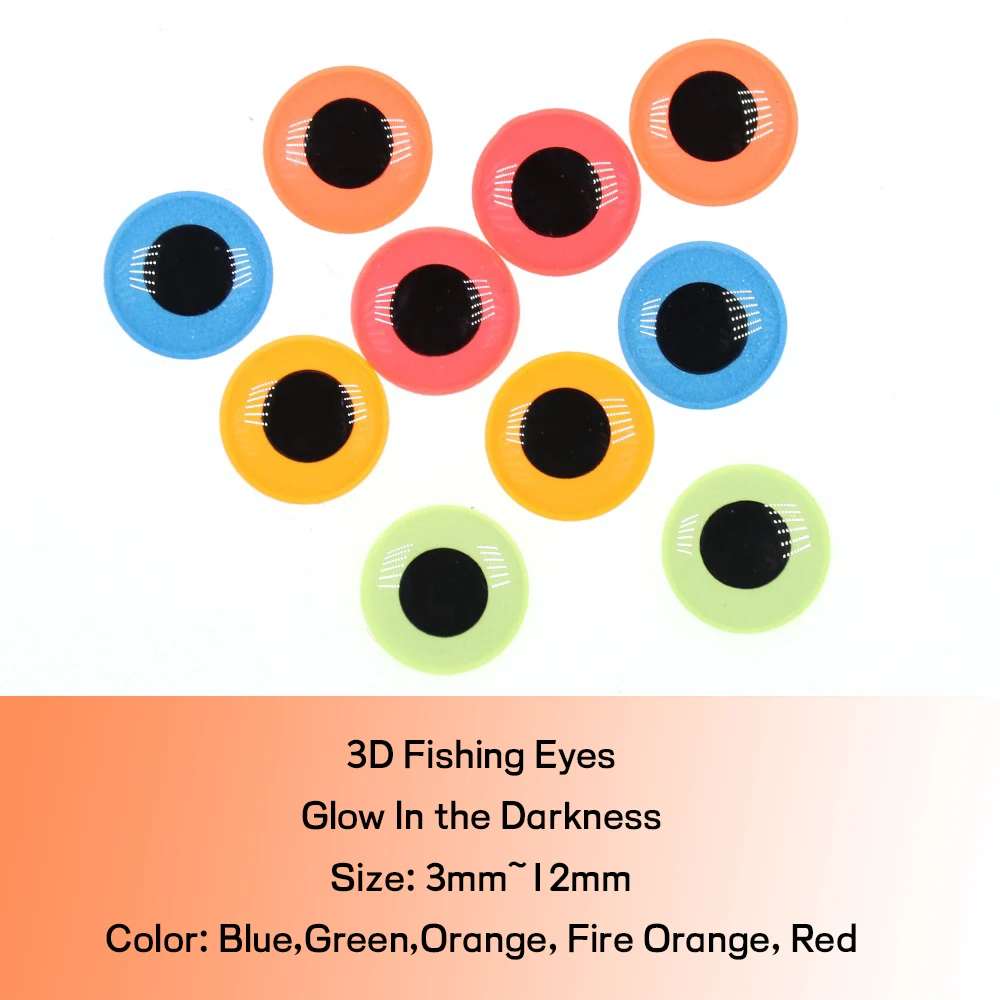 Wifreo 50 unids/pack que brilla en la oscuridad ojos de pez 3D línea de pesca luminosa ojos de señuelo pesca en el mar ojos de plantilla Material de atado de moscas - imagen 2