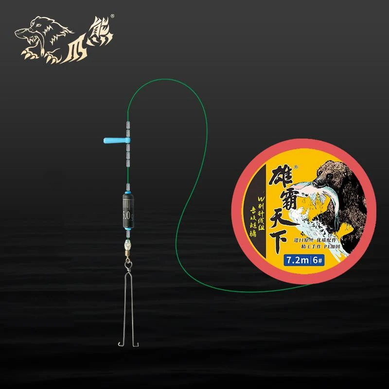 Juego de sedal de pesca de peso pesado para caña de mano: giratorios de acero inoxidable y líder de fluorocarbono de 5,4/6,3/7,2 m