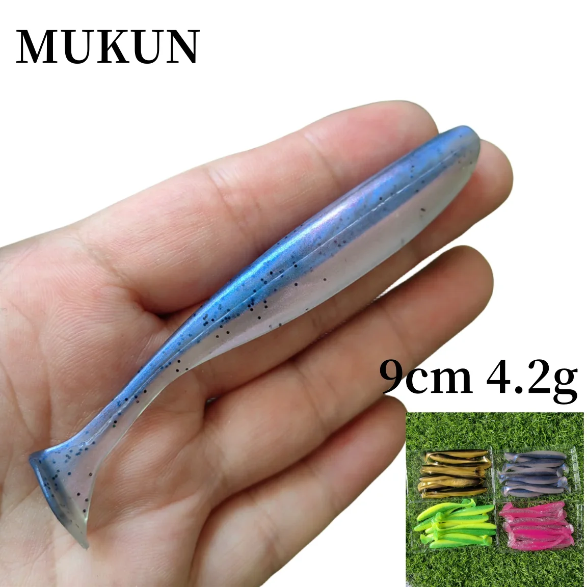 MUKUN 10 Uds 90mm 4,2g T cola gusano señuelos blandos fácil brillo cebos blandos artificiales olor añadido para pesca de lubina Wobblers - imagen 2