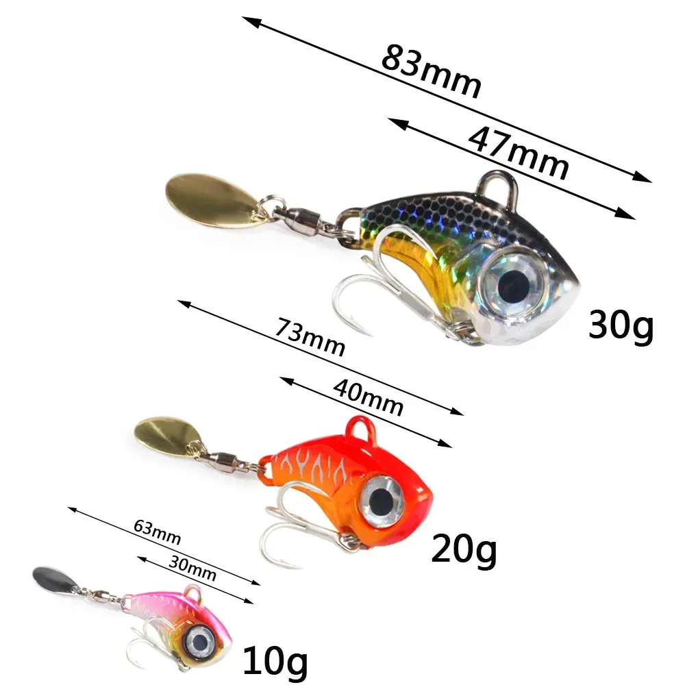 GOBAIT-cebo giratorio de 10g, 20g, 30g, cuchara VIB, plantilla de Metal, aparejos de Pesca con vibración, hoja de Pesca, señuelo giratorio, equipo Spinnerbait - imagen 4