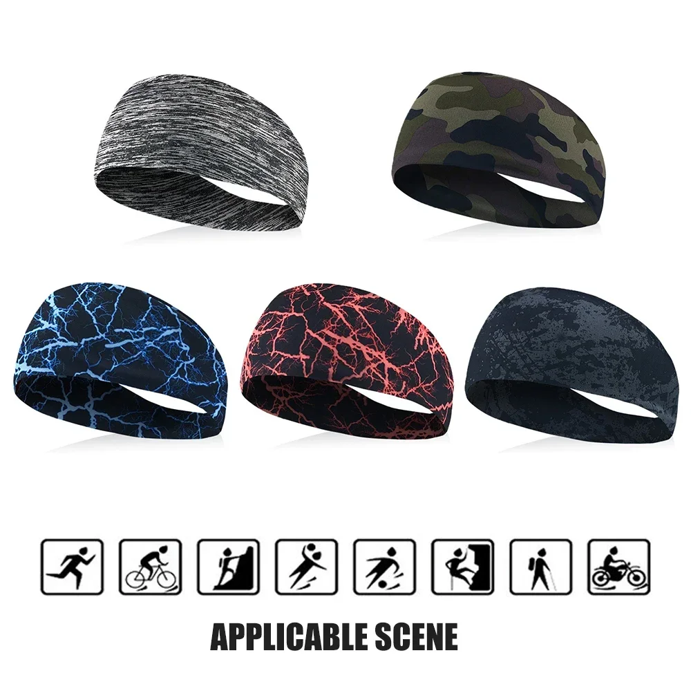 Diadema deportiva con estampado de camuflaje para hombre, banda elástica para el sudor para gimnasio, Fitness, correr, diadema transpirable para mujer, bandas para el cabello para Yoga - imagen 4