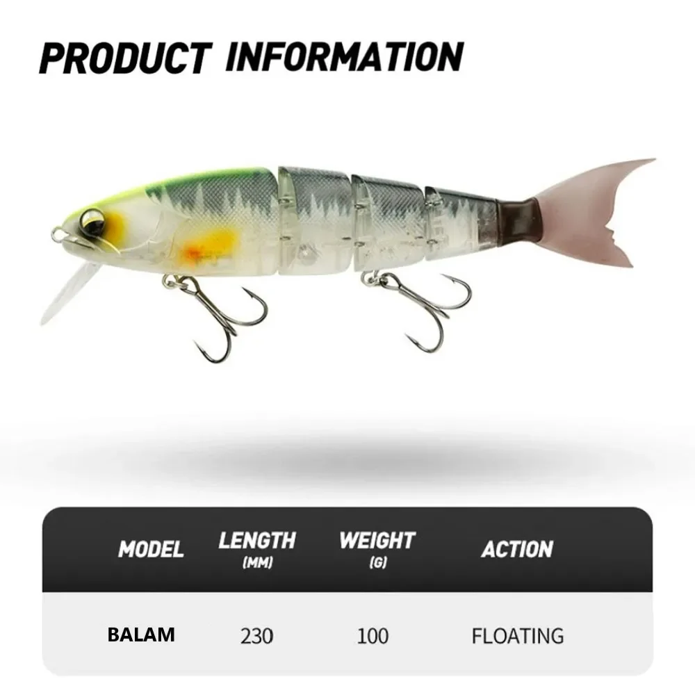Señuelos Balam, cebo de natación, señuelo de pesca articulado, cebo duro flotante con señuelo de pesca Jerk para cebo grande, Lucio, pececillo - imagen 4
