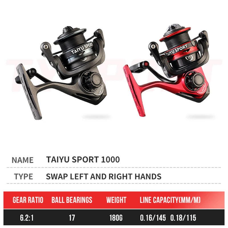 Carrete de pesca ligero serie 1000, carretes giratorios, arrastre máximo de 5KG, relación de engranaje 6,2: 1, carrete de repuesto de Metal, carrete de agua salada, accesorios de pesca - imagen 2