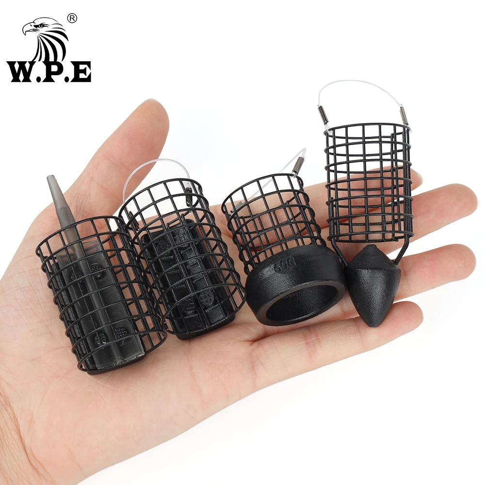 W.P.E 1 Uds. Alimentador de método de pesca de carpa 60g/70g/80g/100g/120g jaula de alambre de acero cebo Europa carpa pez aparejo de pelo alimentador pesca de carpa - imagen 4
