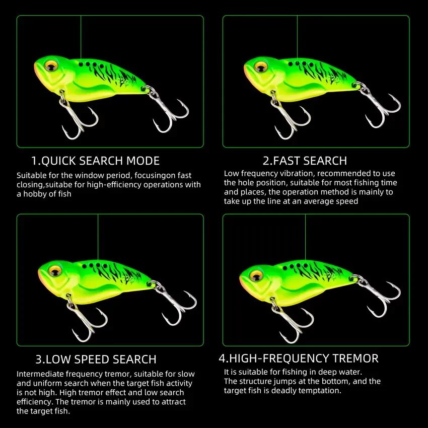 Señuelo de pesca VIB de Metal, 5g, 7g, cuchara con vibraciones vívidas, lubina, Spinner Artificial, cebo duro, señuelo de cigarra, cebo VIB, ojos 3D - imagen 3