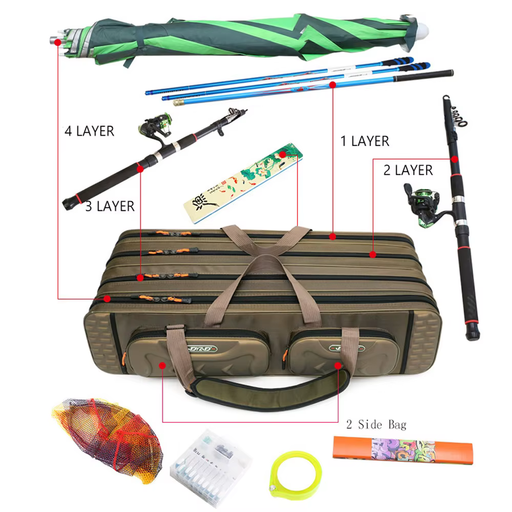Bolsa portacañas y aparejos ligera – Multicapas para viaje de pesca - imagen 5