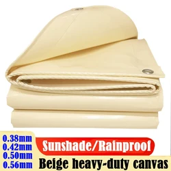 Lona de PVC resistente Beige, pancarta recubierta impermeable, tienda de campaña al aire libre, cubierta de lona, pérgola, refugio solar, dosel para coche y camión