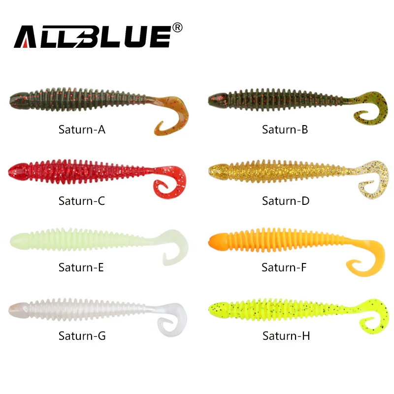 ALLBLUE Saturn 105mm 9g señuelo suave gusano de una sola cola larva 6 unids/lote cebo de plástico Artificial de silicona lubina Swimbait aparejos de Lucio - imagen 3