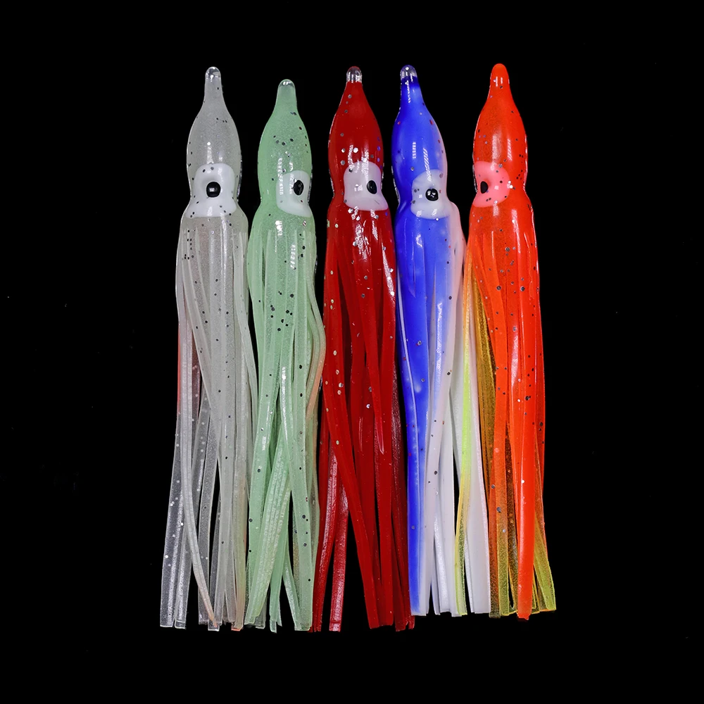 ICERIO-SEÑUELOS luminosos para pesca, cebo de plástico suave, faldas de pulpo, pesca Al curricán, faldas de calamar, agua salada, 2 paquetes - imagen 4