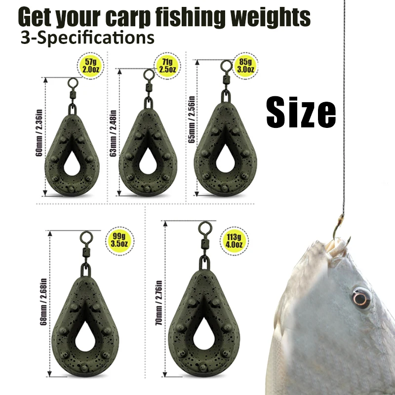 Plomadas YOTO forma lágrima – Huecas recubiertas para carpfishing - imagen 5
