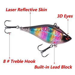 Señuelo de pesca hundido VIB, 6cm, 13,5g, 6, 1 ud. #   Anzuelos triples Wobblers cebo Crankbait aparejos de Pesca Pesca Peche Bass carpa