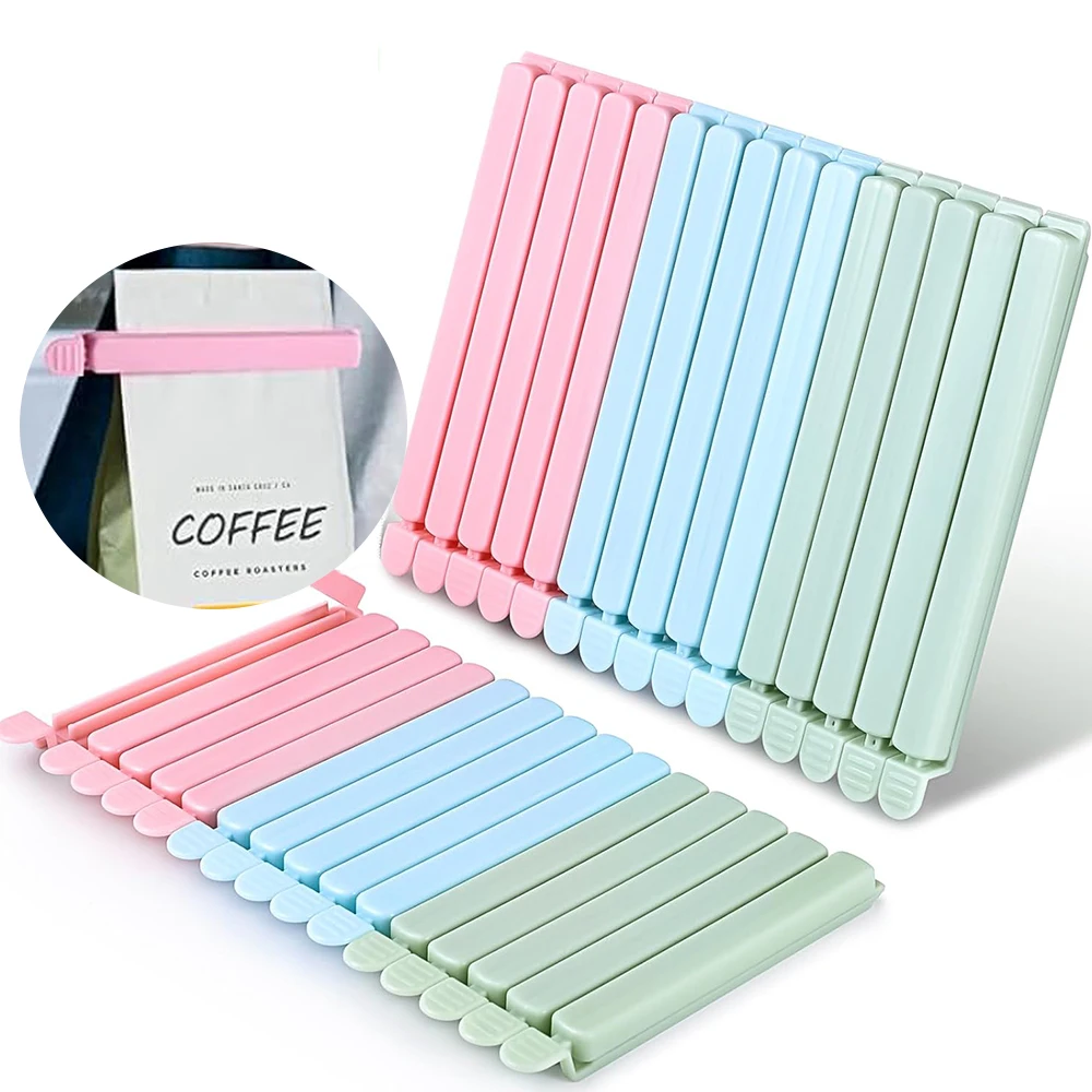Clips de sellado para bolsas de alimentos, bolsa de plástico, Clips de sellado coloridos para cocina, aperitivos, café, patatas fritas, bolsa de almacenamiento de alimentos, 10 Uds.