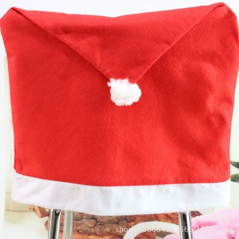 Fundas decorativas para sillas de Papá Noel, cubierta de tela para mesa de cena de Navidad, fiesta, hogar, sombrero rojo, 2 piezas por juego - imagen 3