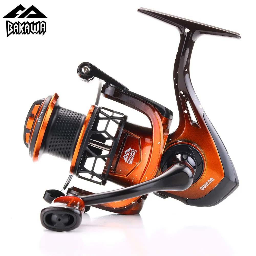 Carrete giratorio BAKAWA, carretes de pesca serie 1000 2000 3000, línea de Metal 5,2: 1, equipo de pesca, accesorios de pesca