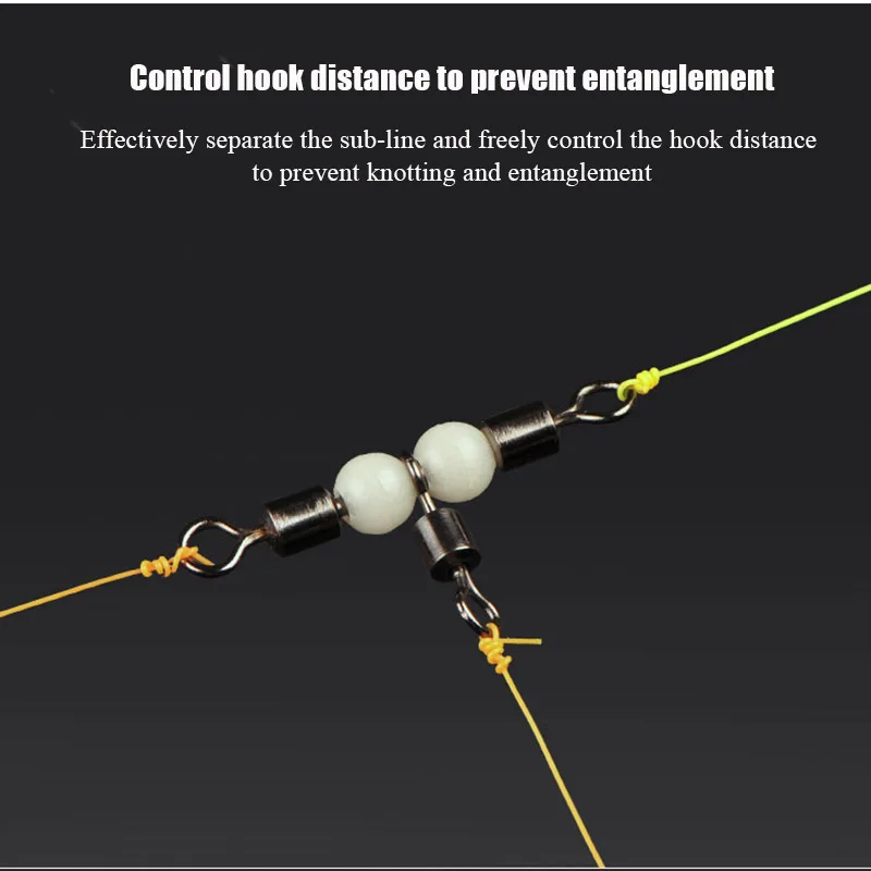 Equipo de accesorios de aparejos de pesca de anillo sólido, Conector de rodamiento giratorio Triple, anzuelos de pescado, 10 piezas - imagen 4