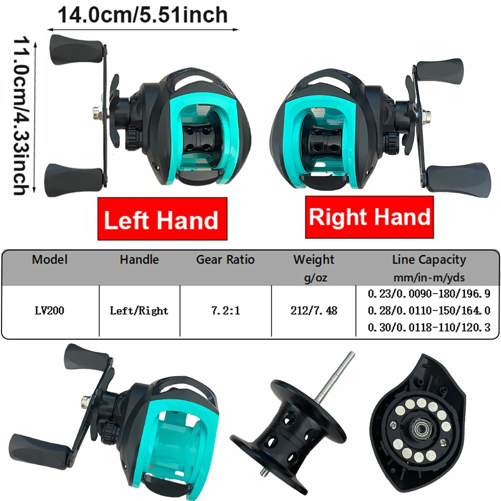 Combo de caña de pescar con señuelo de 4/5 secciones, caña de pescar ML giratoria/fundida de fibra de carbono de 1,8/2,1 m y carrete de Baitcasting, arrastre máximo de 10kg para lubina - imagen 4