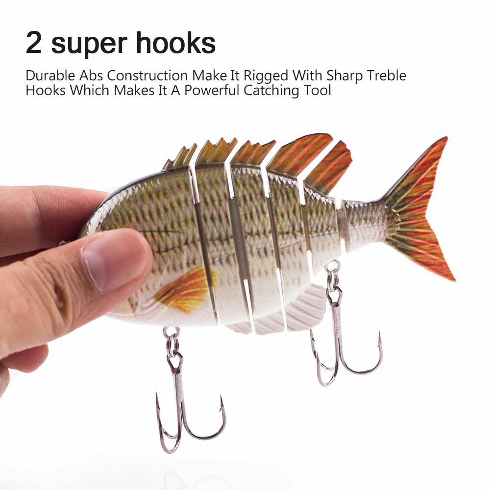 Hanlin Señuelos de Pesca Bluegill, Wobbler Multi articulado, cuerpo duro, cebos artificiales, Swimbaits, aparejos de peces solares que se hunden, 10cm, 37g - imagen 3