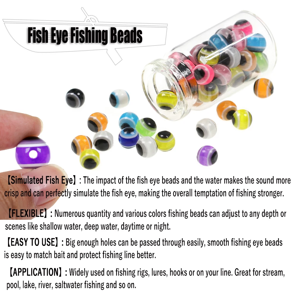 Wifreo-Cuentas de pesca con forma de ojo de pez, Señuelos de Pesca, Material de atado de moscas, aparejos de lubina suaves, 30/120 piezas - imagen 4