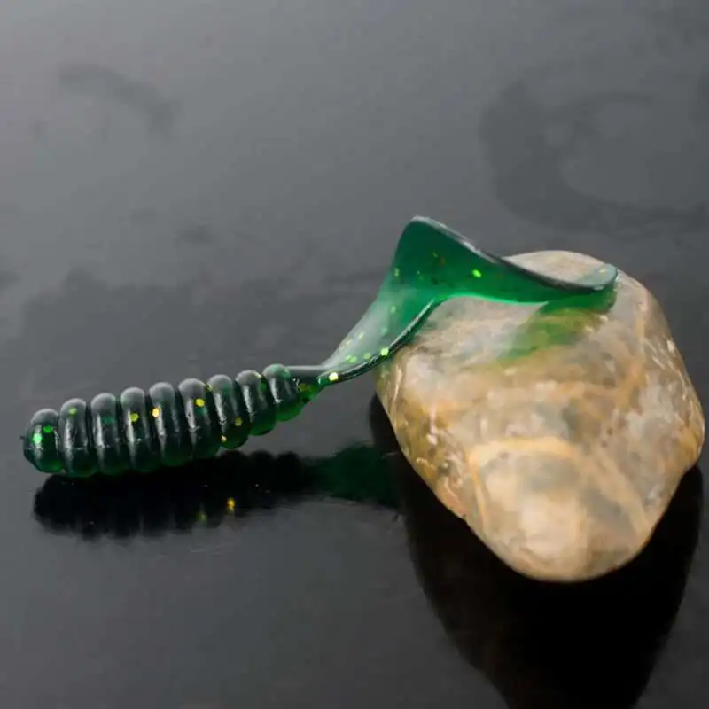 Señuelo de pesca suave realista, cebo Artificial de cola de gusano, Océano, río, lago, Tilapia, perca, 15 unids/lote - imagen 5