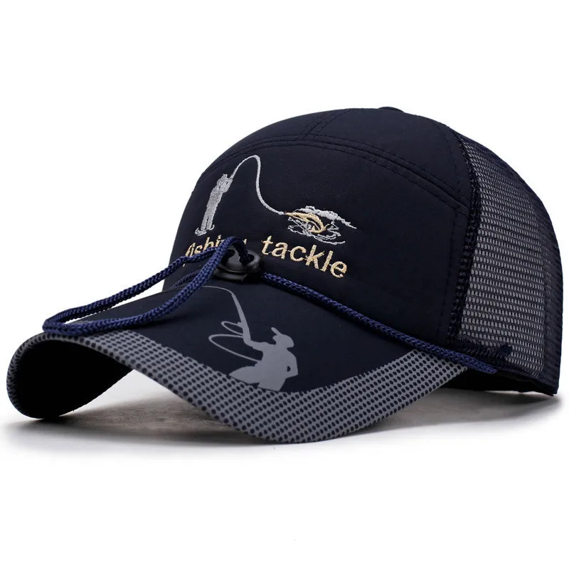 Gorra de pesca de malla con cordón ajustable, visera deportiva Unisex, multifunción, 2023 - imagen 5