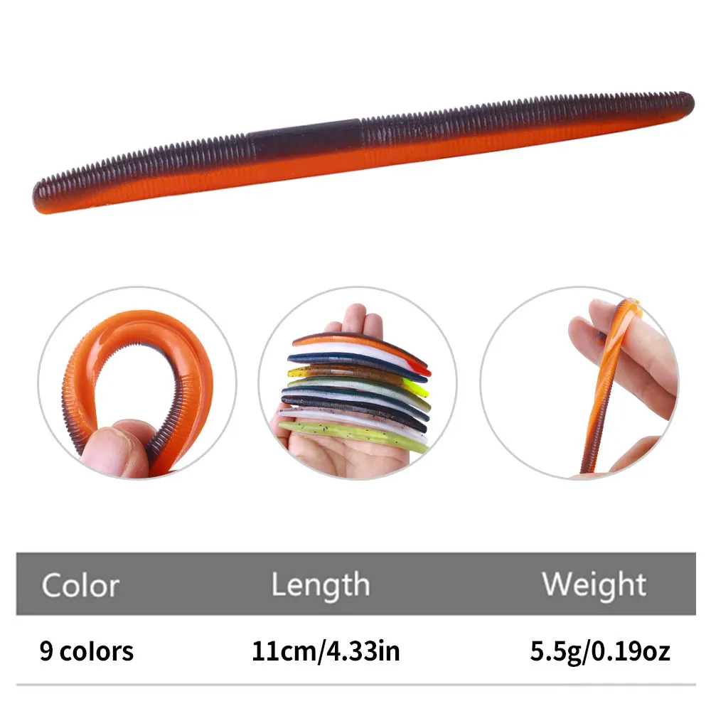 Gusanos de vinilo Wacky Neko – 11cm para lubina y lucio - imagen 3