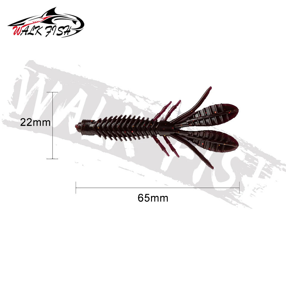WALK FISH-cebos artificiales de plástico suave Isca, cebos de Pesca de 65mm y 2g, señuelo flotante de Camarón, aparejos de Pesca para lubina, 10 Uds. - imagen 3