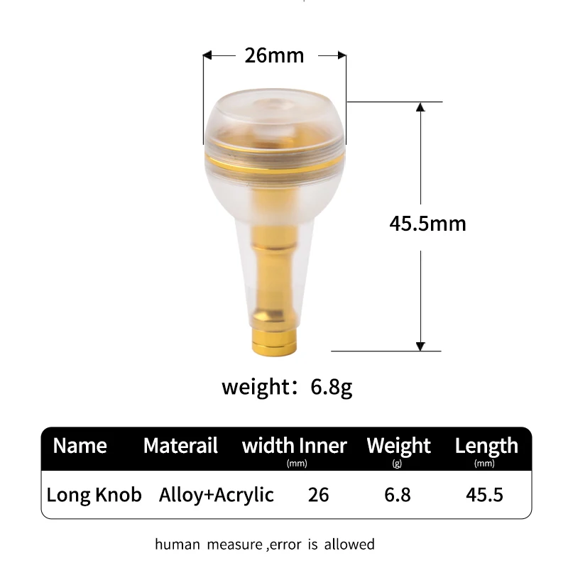 Kawa-carrete de pesca con perilla acrílica, traje DIY para carrete D/S de 45mm de longitud, súper ligero, 6,8 g/unidad, incluye rodamiento de 7x4x2,5mm, accesorio DIY, 1 ud. - imagen 2