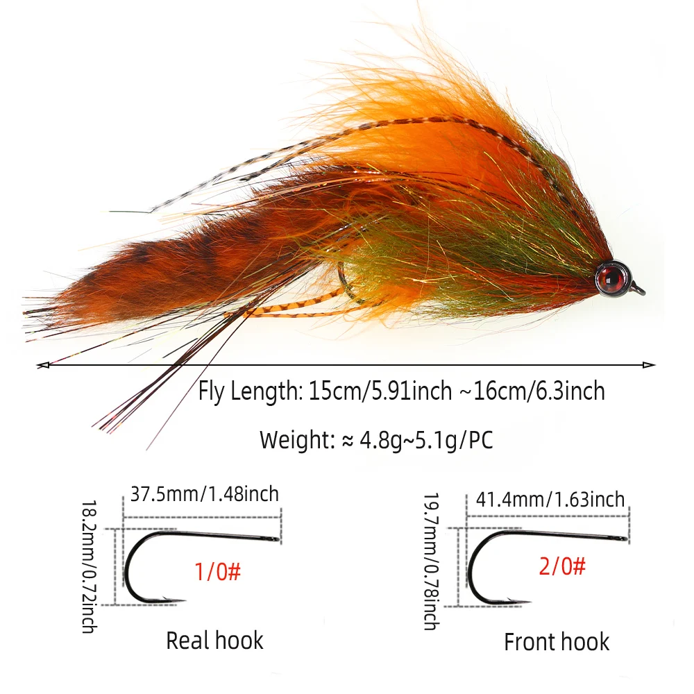 ICERIO doble gancho mosca articulada gran serpentina pesca con mosca moscas señuelo de pesca de agua salada para peces grandes trucha lubina Lucio - imagen 3