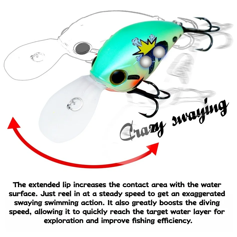 Swolfy Crankbait Flotante – Señuelo de Manivela para Lance Largo