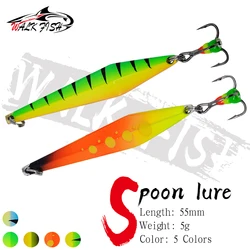 WALK FISH 1 Uds 5g 5,5 cm nuevo señuelo cuchara de Metal cebo de pesca en hielo lentejuelas cebo duro Artificial equipo de pesca cebo Micro objeto cebo