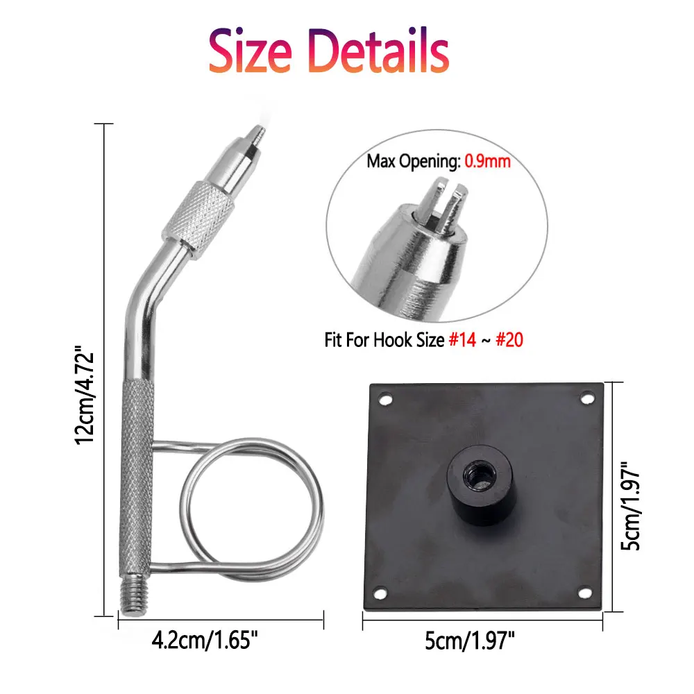 Bimoo-miniherramienta de atado de moscas, mordazas de acero endurecido Con Base, tamaño de bolsillo, #14 ~ #20, húmedas y secas para moscas, 1 unidad - imagen 3