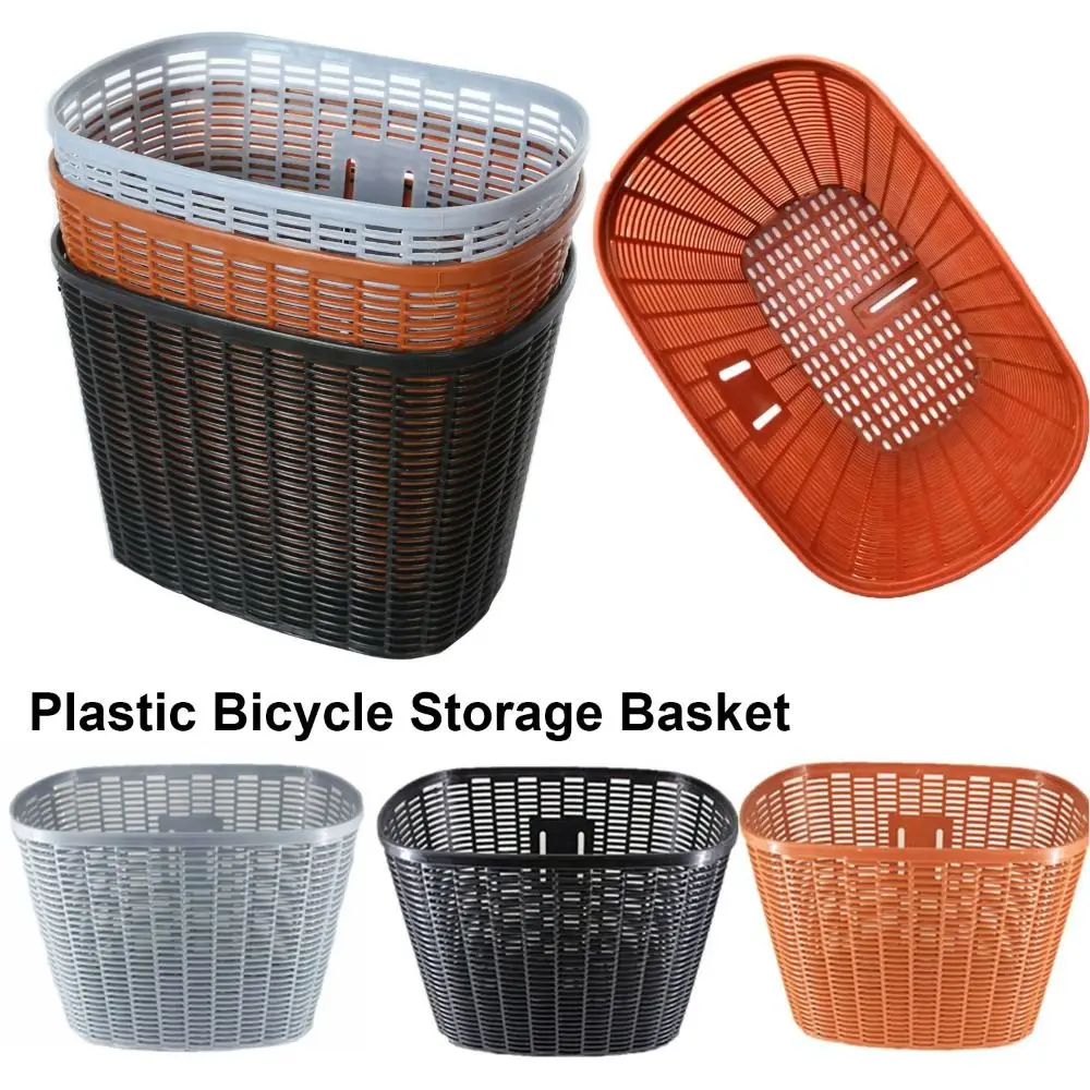 Nuevo Cesta de bicicleta multicolor para niños, bolsa de almacenamiento de bicicletas hueca de 3 colores, cesta delantera de plástico para estudiantes, accesorios traseros para ciclismo - imagen 4