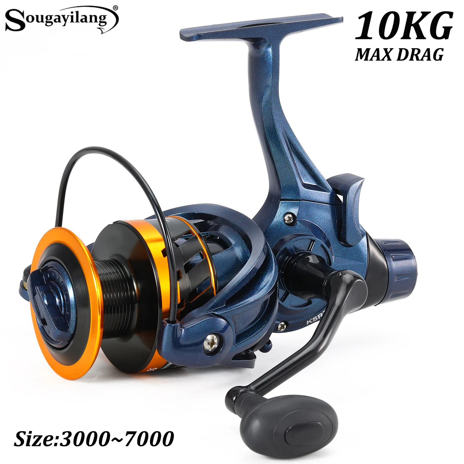 Sougayilang 3000-7000 Carrete Giratorio con Freno Trasero 10KG de Agua
