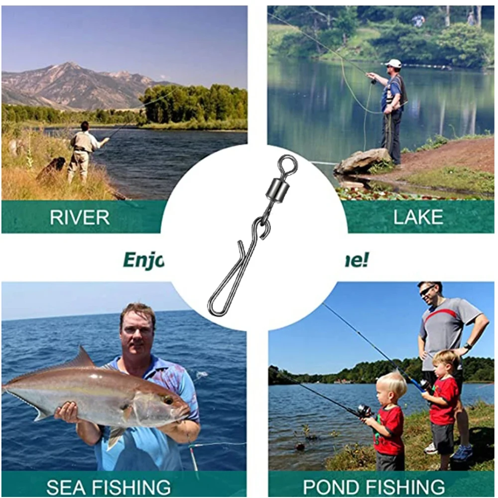 Aparejos de pesca giratorios de 20 piezas con broche colgante, anzuelos de pesca, línea de señuelo, Conector de pesca de cebo, anillos sólidos de carpa - imagen 5