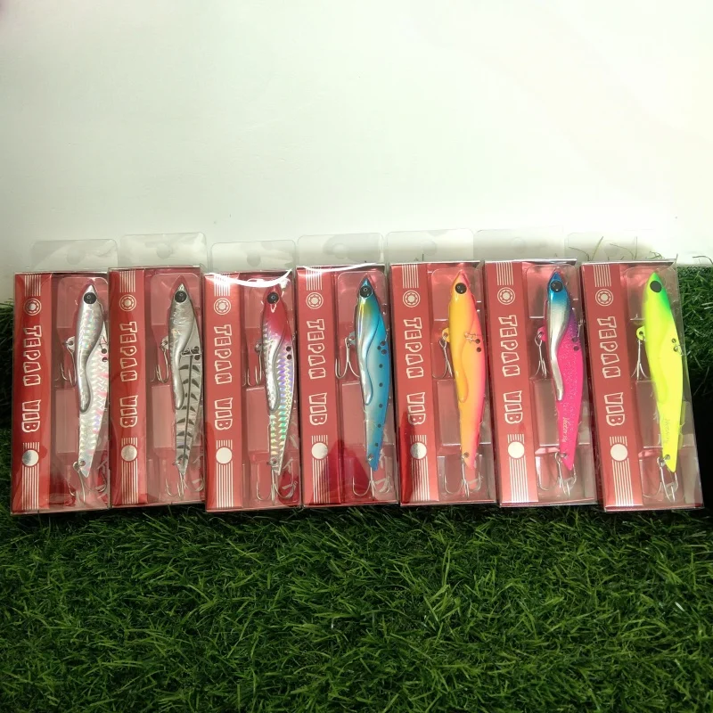 7 Uds 35g señuelo de pesca Shore VIB VECTOR 110mm fundición larga Metal Teppan vibración cebo duro Artificial pesca en hielo de invierno