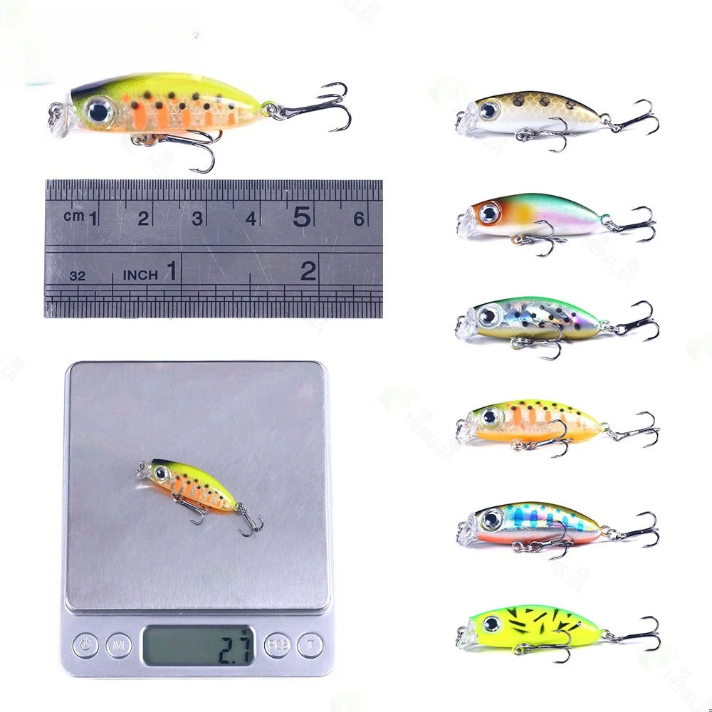 1 Uds 4,2 CM3.1G Crankbaits señuelo de pesca Wobblers flotantes para Lucio señuelos de pececillo negro para pesca cebo Artificial aparejos de pesca - imagen 3