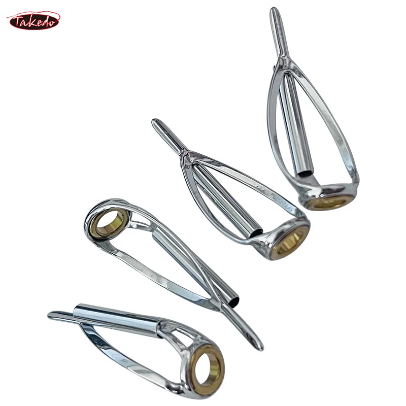 TAKEDO TN75-1 5 Juegos de guía de caña de pescar mediana giratoria soporte de acero inoxidable anillos de cerámica accesorios de caña de pescar DIY - imagen 5